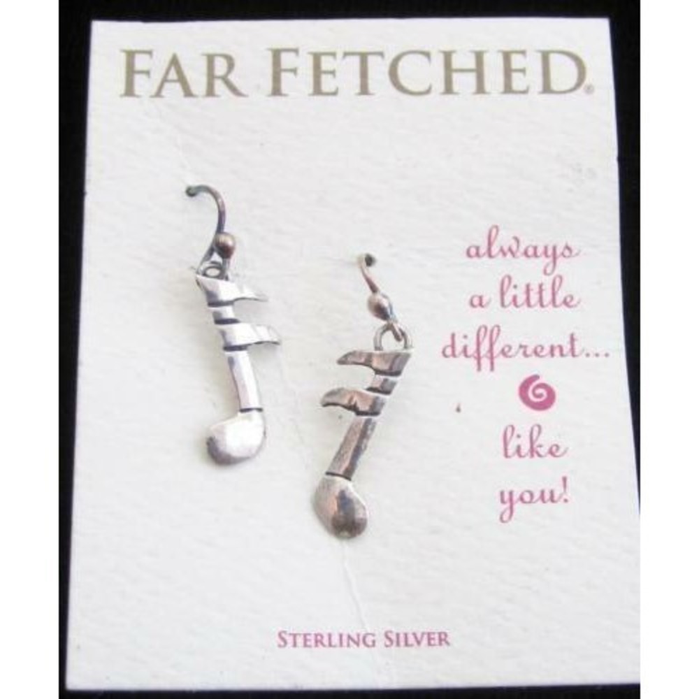 Far Fetched Sterling Silver Treble Clef Charm Drop‎ Earrings*New*Mexico*925
